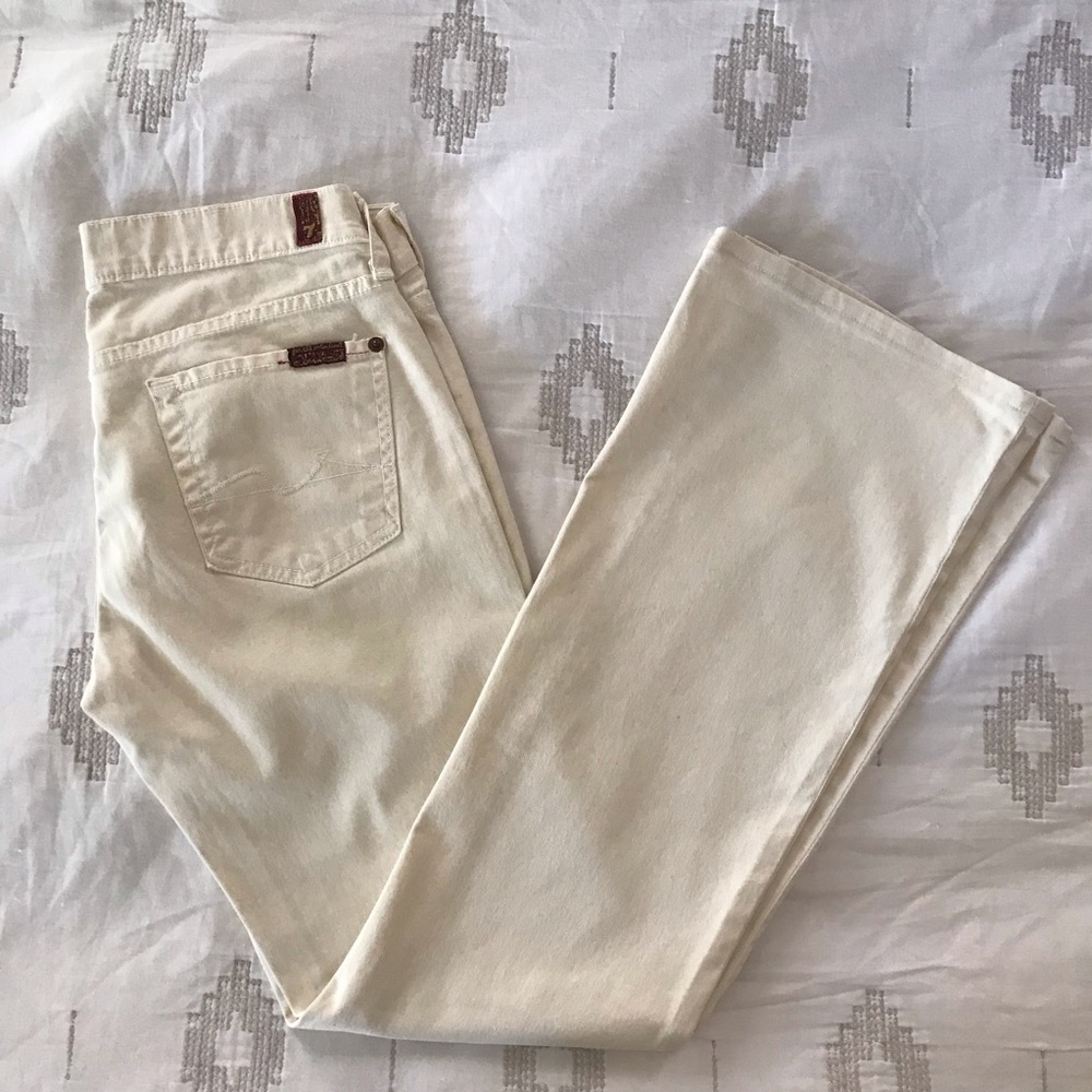 7 For All Mankind Cream Flare Jeans
